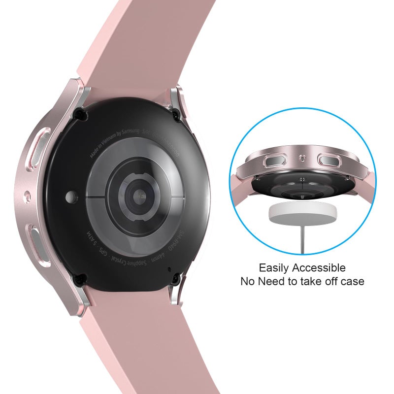 BHARVEST [5+5 Pack] Galaxy Watch 7 40mm Screen Protector, Waterproof Case Protective Cover+Tempered Glass Screen Protector Ultra-Thin Hard PC Guard Bumper for Samsung Galaxy Watch 7 40mm Women - Image 3