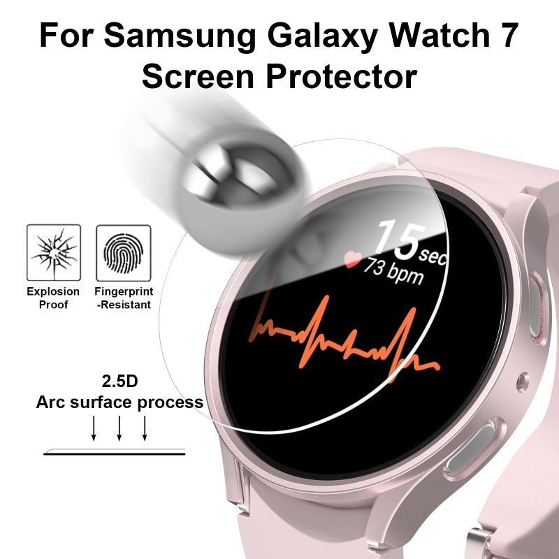 BHARVEST [5+5 Pack] Galaxy Watch 7 40mm Screen Protector, Waterproof Case Protective Cover+Tempered Glass Screen Protector Ultra-Thin Hard PC Guard Bumper for Samsung Galaxy Watch 7 40mm Women - Image 2