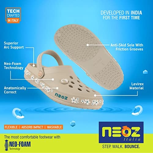 Neoz Casual Slingback Clogs for Kids with Soft Sole | Slip-On Breathable, Lightweight | Comfortable & Durable | Stylish Indoor & Outdoor Sandals Clogs for Kids, K-JASMINE-IVORY_4 - Image 3