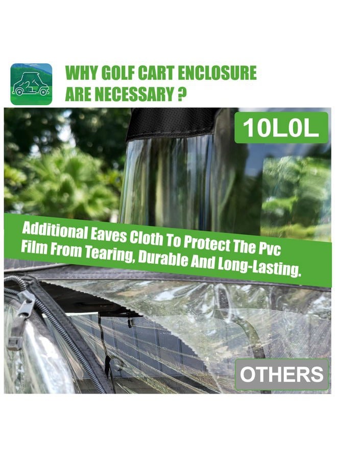 10L0L Golf Cart Driving Enclosures 4 Passenger Extended Roof, Universal Golf Cart Rain Cover for Yamaha EZGO TXT RXV Club Car Precedent DS 86.61" Roof 600D Waterproof Heavy Duty Zipper - Image 5