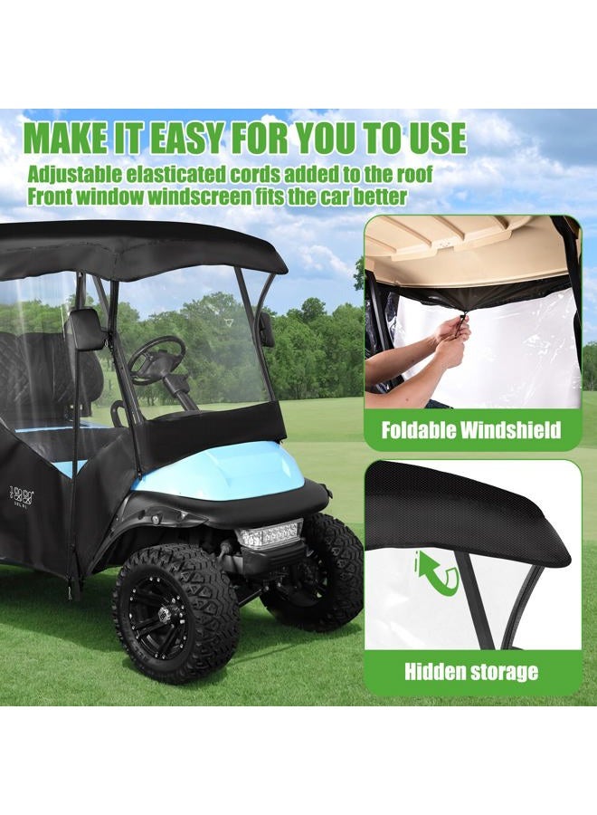 10L0L Golf Cart Driving Enclosures 4 Passenger Extended Roof, Universal Golf Cart Rain Cover for Yamaha EZGO TXT RXV Club Car Precedent DS 86.61" Roof 600D Waterproof Heavy Duty Zipper - Image 4