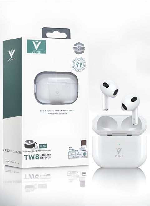 Original Pro 3 Bluetooth headset from Vonk, version 3, a wireless Bluetooth headset that supports wireless charging, features clear sound and noise isolation, works on all mobile phones such as iPhone
