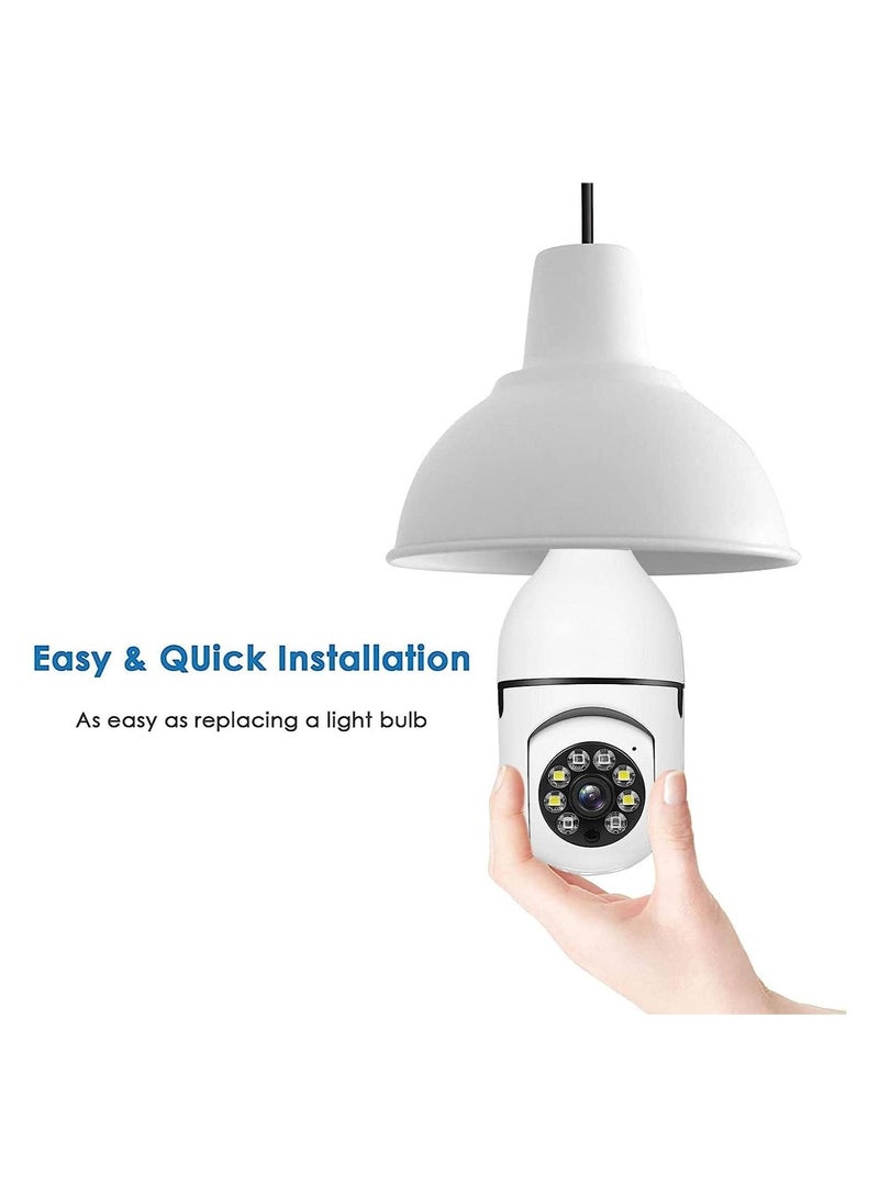 Bulb Camera 1080P, Night Vision IP Camera, PTZ Camera, 4X Digital Zoom Monitor, Home Security System, WiFi Camera Full Color - Image 5
