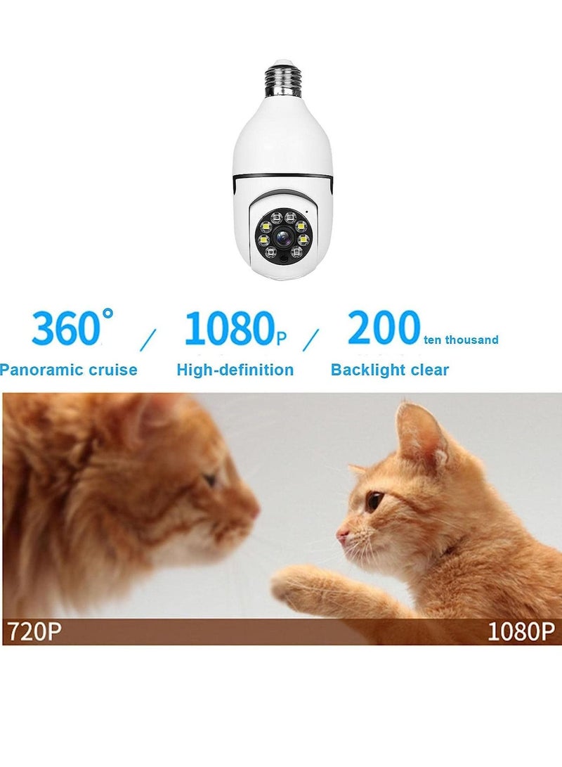 Bulb Camera 1080P, Night Vision IP Camera, PTZ Camera, 4X Digital Zoom Monitor, Home Security System, WiFi Camera Full Color - Image 3