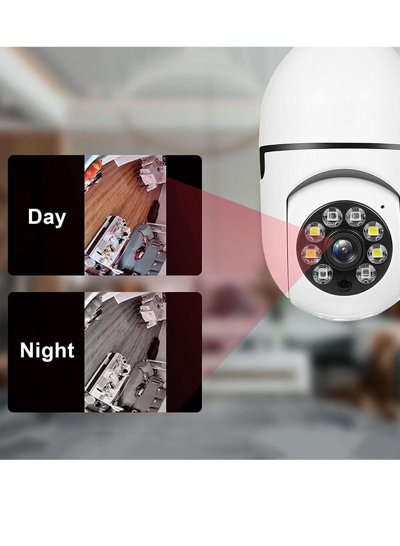 Bulb Camera 1080P, Night Vision IP Camera, PTZ Camera, 4X Digital Zoom Monitor, Home Security System, WiFi Camera Full Color - Image 2