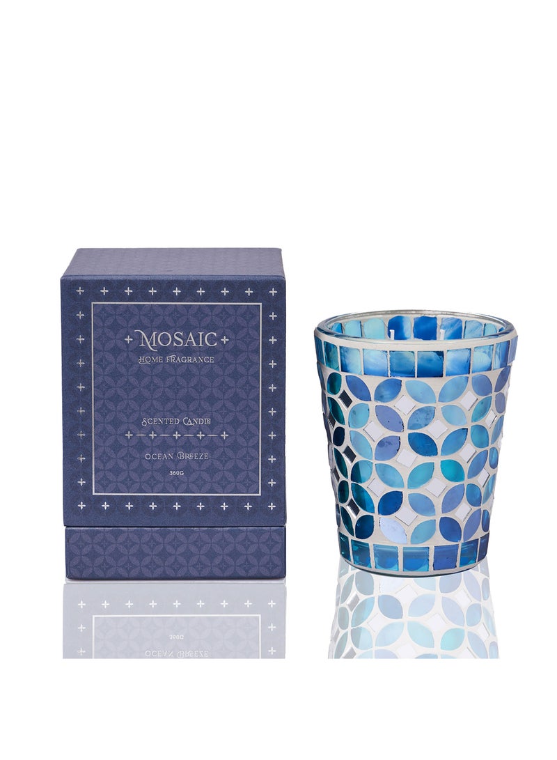Candle jar 360g clean linen fragrance in blue 