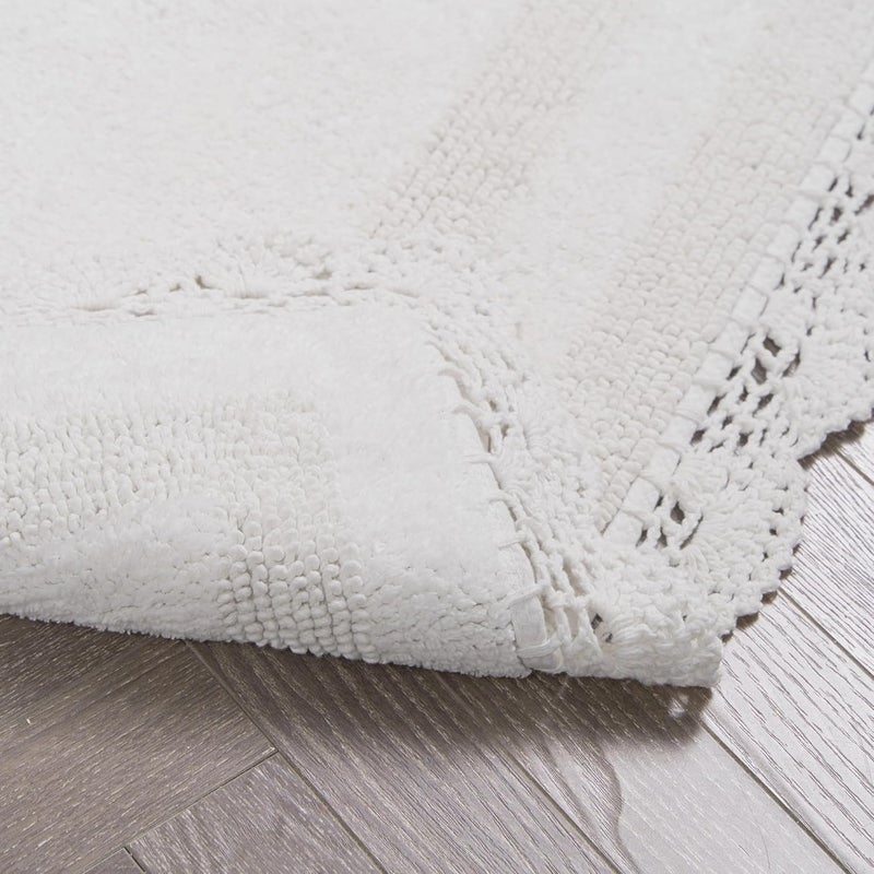 LAURA ASHLEY Crochet Cotton 17x24 in. Bath Rug, Creamy White - Image 5