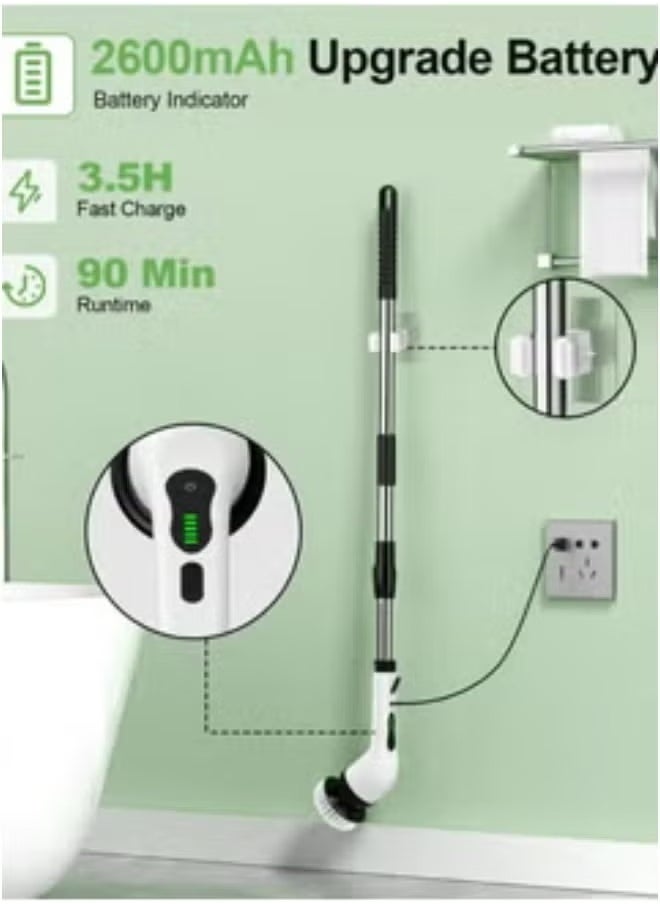 Generic - Cordless Electric Spin Scrubber with 7 Replaceable Drill Brush Heads, 54in Adjustable Handle High-Rate Battery with Type-C fast charger for Bathroom, Kitchen, Floor, Tile Cleaning - Image 1
