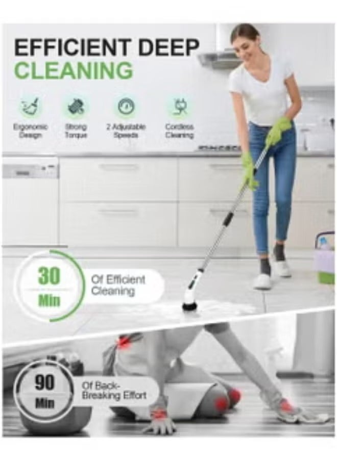 Generic - Cordless Electric Spin Scrubber with 7 Replaceable Drill Brush Heads, 54in Adjustable Handle High-Rate Battery with Type-C fast charger for Bathroom, Kitchen, Floor, Tile Cleaning - Image 1