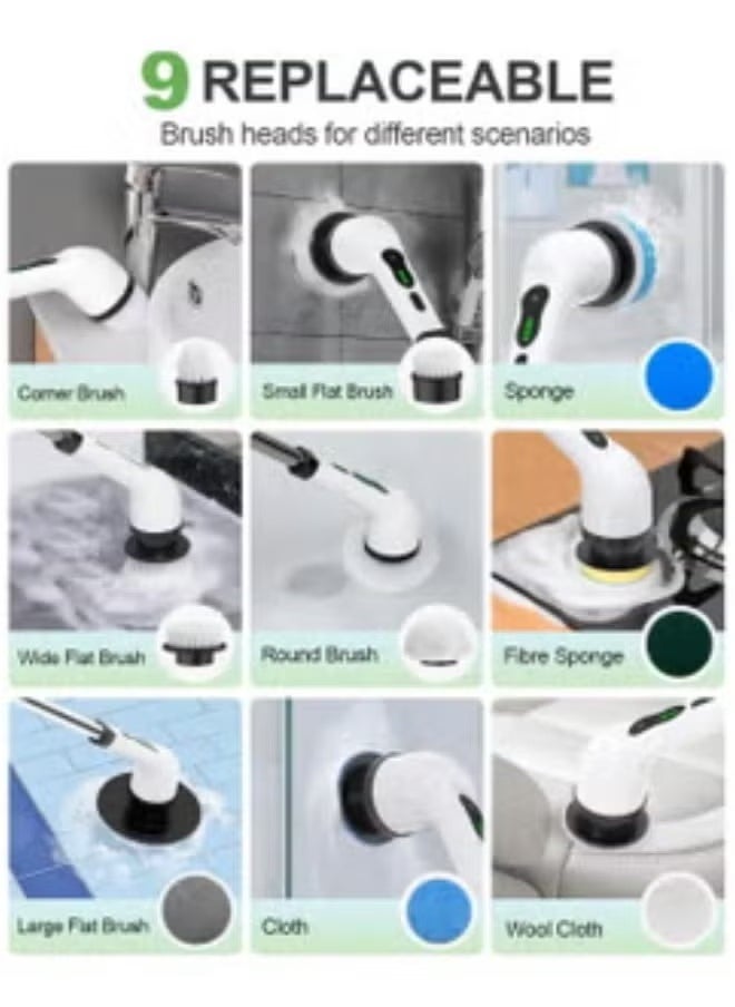 Generic - Cordless Electric Spin Scrubber with 7 Replaceable Drill Brush Heads, 54in Adjustable Handle High-Rate Battery with Type-C fast charger for Bathroom, Kitchen, Floor, Tile Cleaning - Image 1