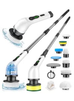 Cordless Electric Spin Scrubber with 7 Replaceable Drill Brush Heads, 54in Adjustable Handle High-Rate Battery with Type-C fast charger for Bathroom, Kitchen, Floor, Tile Cleaning