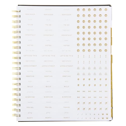 russell+hazel 2025-2026 Planner, Black Vegan Leather Spiral Weekly Planner 2025-2026 with Gold Foil, July 2025-June 2026, 9.1" x 11.2", 15 Monthly and 52 Weekly Spreads, 1-Count - Image 2