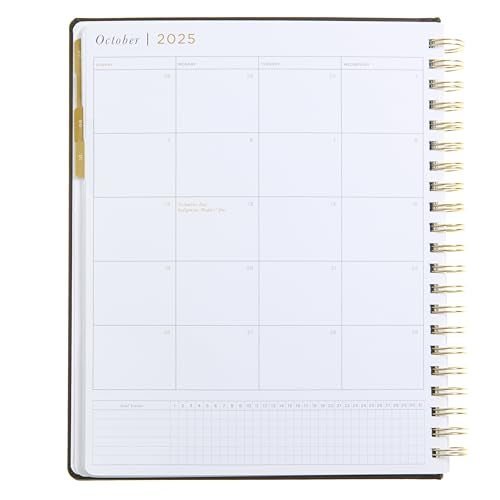 russell+hazel 2025-2026 Planner, Black Vegan Leather Spiral Weekly Planner 2025-2026 with Gold Foil, July 2025-June 2026, 9.1" x 11.2", 15 Monthly and 52 Weekly Spreads, 1-Count - Image 3
