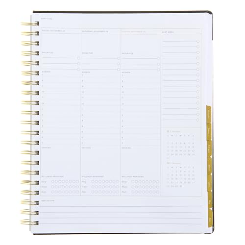 russell+hazel 2025-2026 Planner, Black Vegan Leather Spiral Weekly Planner 2025-2026 with Gold Foil, July 2025-June 2026, 9.1" x 11.2", 15 Monthly and 52 Weekly Spreads, 1-Count - Image 4