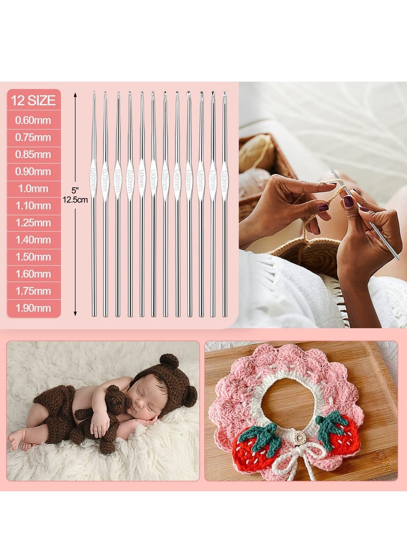 KASTWAVE Crochet Kit for Beginners Adults Kids Complete Crochet Set with Yarn Crochet Instruction Crochet Hook Storage Case Knitting & Crochet Supplies Ideal Crochet Gift for Crocheter Beginner (Pink) - Image 5