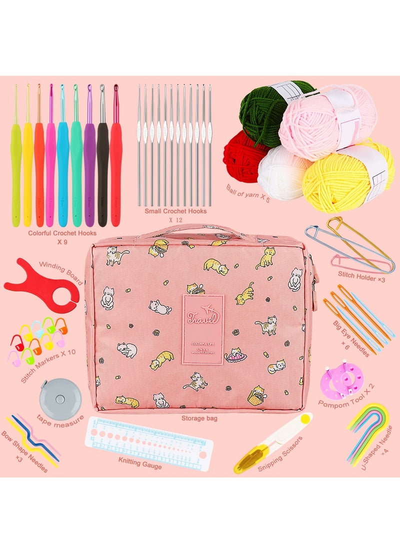 KASTWAVE Crochet Kit for Beginners Adults Kids Complete Crochet Set with Yarn Crochet Instruction Crochet Hook Storage Case Knitting & Crochet Supplies Ideal Crochet Gift for Crocheter Beginner (Pink) - Image 4