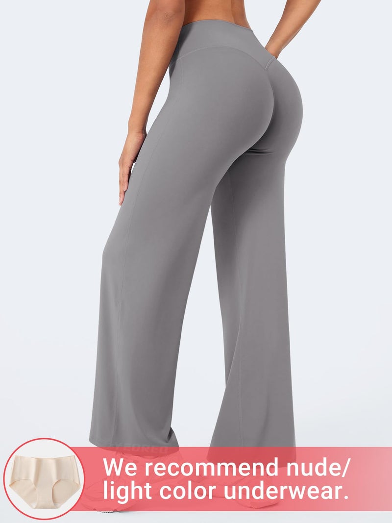 YEOREO Workout Leggings Womens No Front Seam Straight Leggings 29" High Waist Buttery Eddiy Gym Yoga Pants Gray S - Image 4