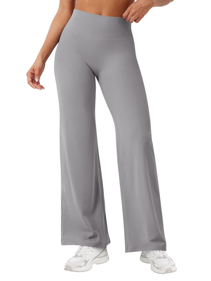 YEOREO Workout Leggings Womens No Front Seam Straight Leggings 29" High Waist Buttery Eddiy Gym Yoga Pants Gray S - Image 1