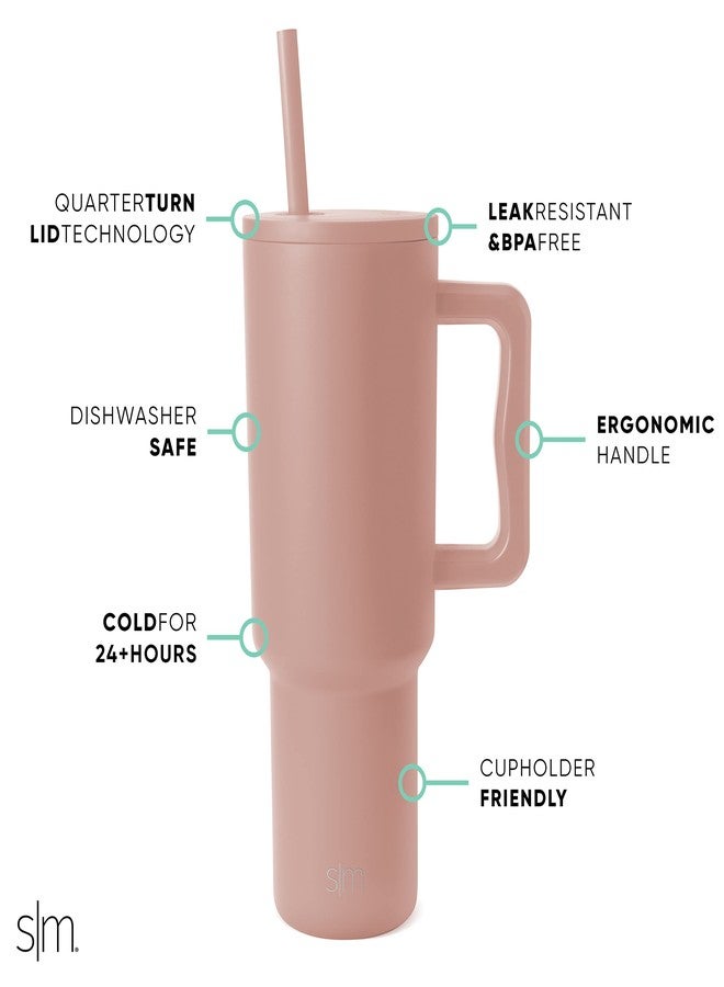 Simple Modern 40 oz Tumbler with Handle and Straw Lid | Insulated Reusable Stainless Steel Water Bottle Travel Mug Cupholder Use | Gifts Women Men Him Her | Trek Collection | 40oz | Mauve Me - Image 2