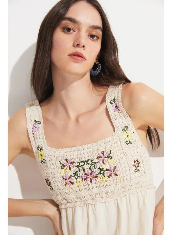 JUNE June Embroidery Detailed Dress