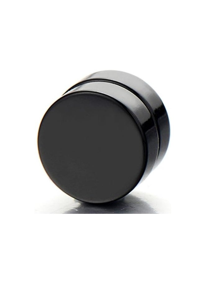 Bluelans 2pcs Magnetic Black Circle Stud Earrings for Men Women, Non-Piercing Clip On Cheater Fake Ear Gauges  - Image 4