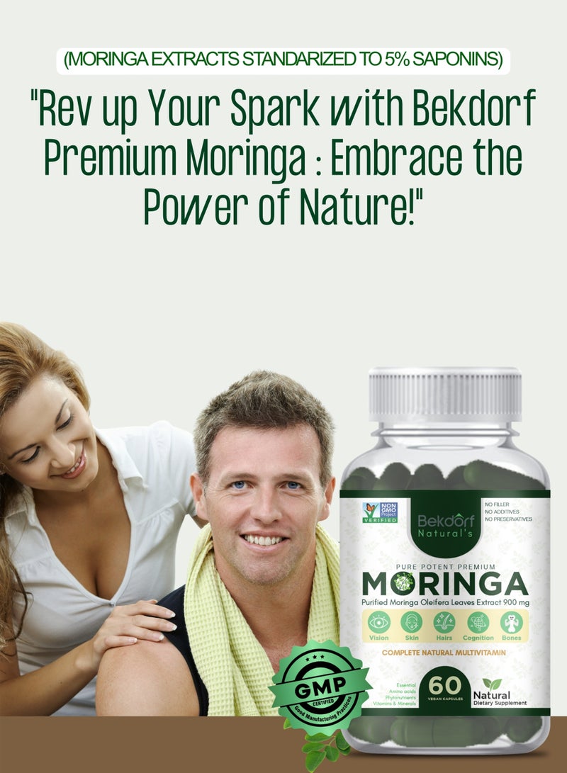 بيكدورف مستخلصات أوراق المورينجا النقية (موحدة بنسبة 5% صابونين) - غذاء خارق طبيعي كامل، غذاء خارق أخضر منشط، يدعم المناعة، مضاد للأكسدة، يعزز عملية الأيض، نقي 100%، خالٍ من المواد المضافة والمواد الحافظة - 60 كبسولة نباتية - Image 4