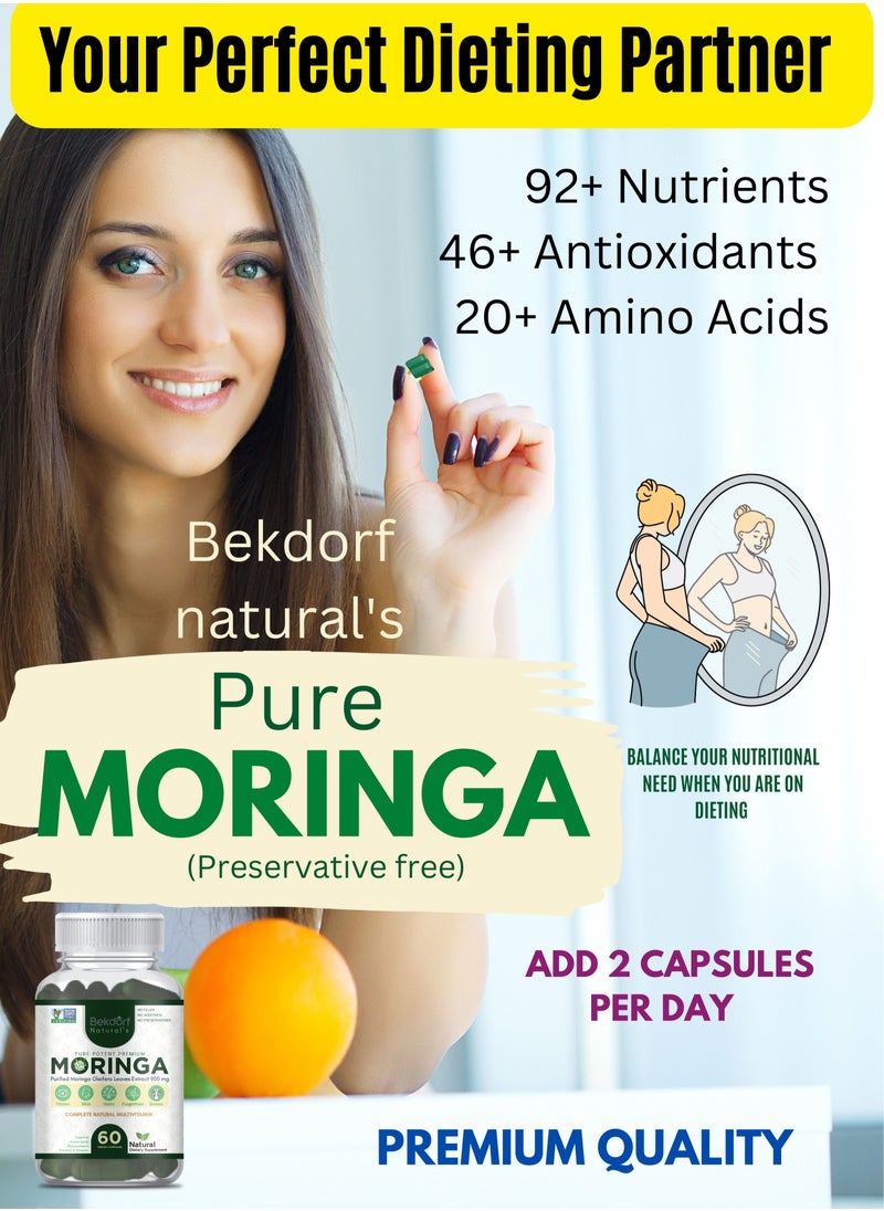 Bekdorf Bekdorf Natural's Pure Moringa Leaves Extracts Standarized to 5% Saponins-60 Vegan Capsules(Preservatives free)  - Image 4