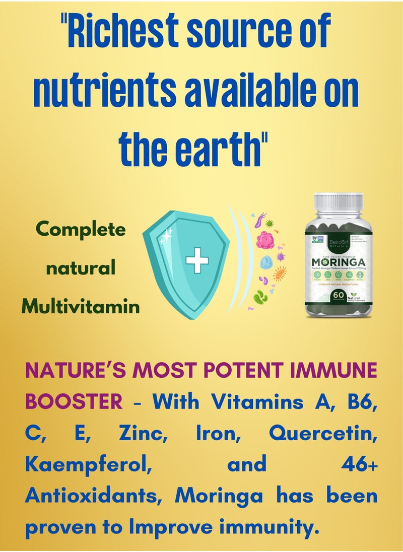 Bekdorf Bekdorf Natural's Pure Moringa Leaves Extracts Standarized to 5% Saponins-60 Vegan Capsules(Preservatives free)  - Image 5