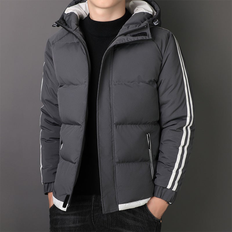 2021 New Winter Men'S Down Cotton-Padded Coat Thickened Cotton-Padded Coat Korean Style Men'S Casual Hooded Cardigan Coat Cotton-Padded Coat - Image 2