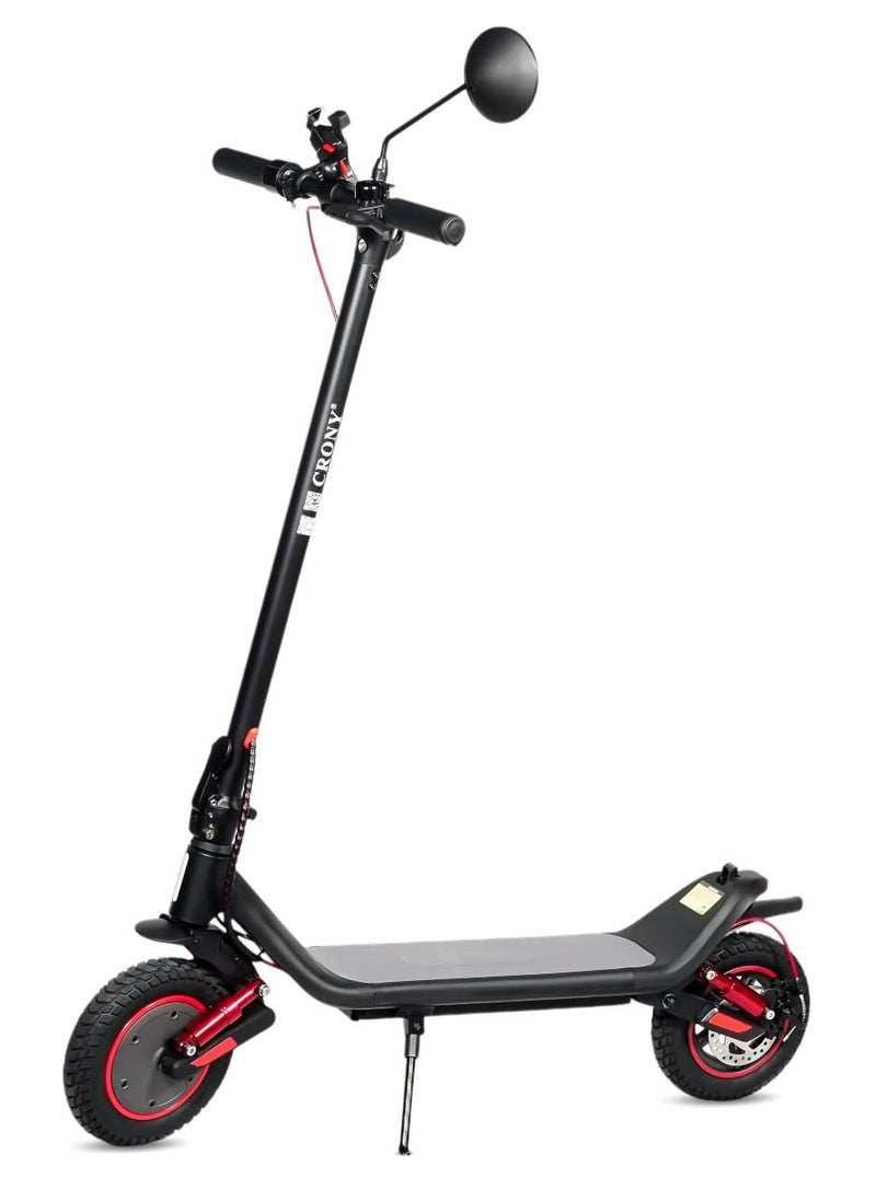 Crony W563 Max Long Range E-Scooter, More Comfort and Safety Dual Suspension, 500W Motor 36V/10AH, Rear Disc Brake Electric Scooter, Power Comfort & Smart Control for Adults & Kids 120KG Load Capacity Aluminum Alloy Frame Skateboard Portable & Commuter-Friendly Includes Rearview Mirror & Phone Holder，Black  - Image 1