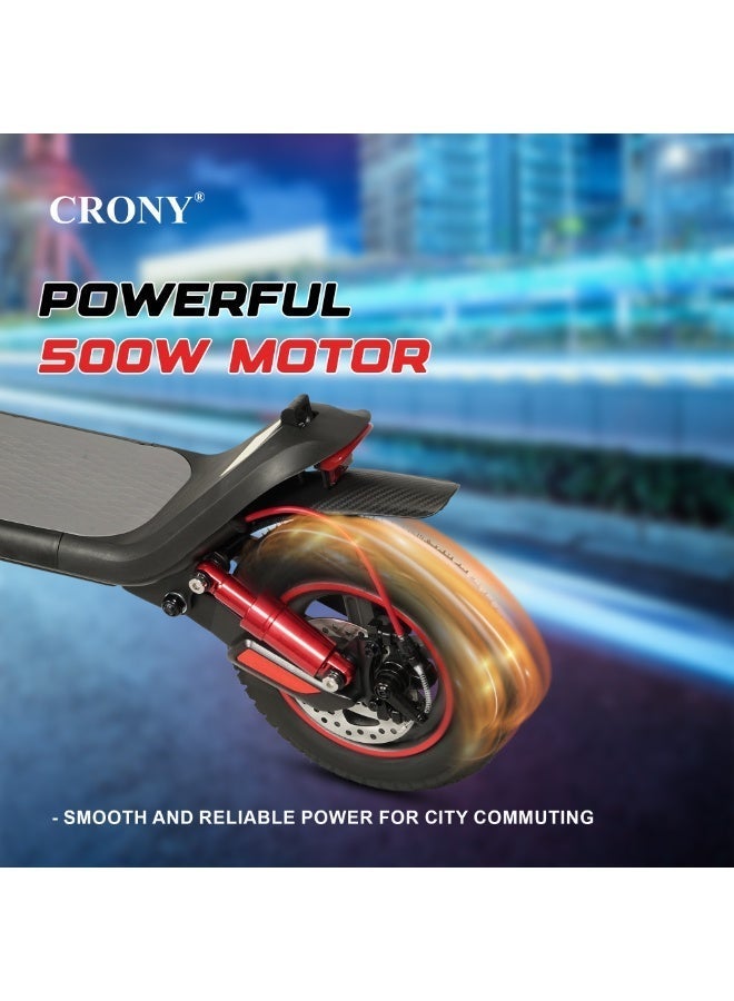 Crony M365 Max Long Range 30km E-Scooter,45km/h More Comfort and Safety Dual Suspension, 500W Motor 36V/10AH, Rear Disc Brake Electric Scooter, Power Comfort & Smart Control for Adults & Kids 120KG Load Capacity Aluminum Alloy Frame Skateboard Portable & Commuter-Friendly Includes Rearview Mirror & Phone Holder，Black - Image 5