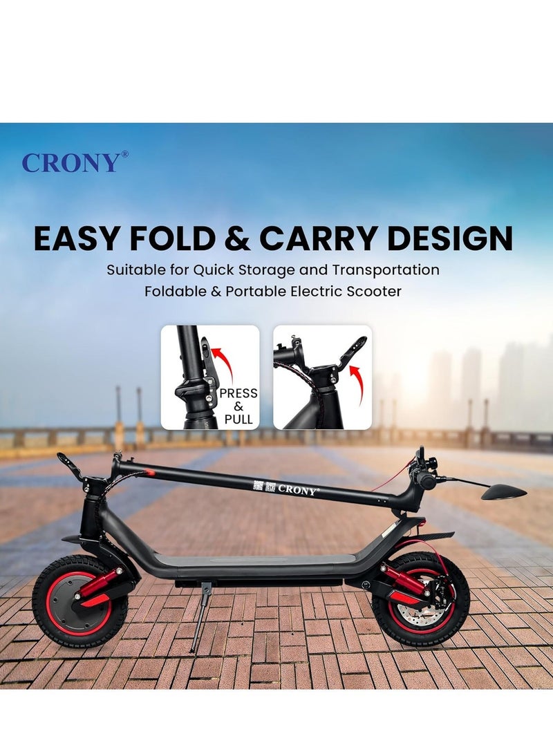 Crony M365 Max Long Range 30km E-Scooter,45km/h More Comfort and Safety Dual Suspension, 500W Motor 36V/10AH, Rear Disc Brake Electric Scooter, Power Comfort & Smart Control for Adults & Kids 120KG Load Capacity Aluminum Alloy Frame Skateboard Portable & Commuter-Friendly Includes Rearview Mirror & Phone Holder，Black - Image 2
