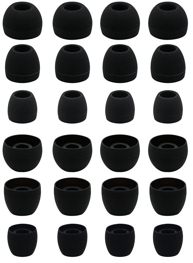 BLLQ 12 Pairs Silicone Replacement Earbud Ear Buds Tips Compatible with Skullcandy Sesh Evo and Other 3.8mm to 5.5mm Nozzle Earbuds Earphones, S/M/L Black