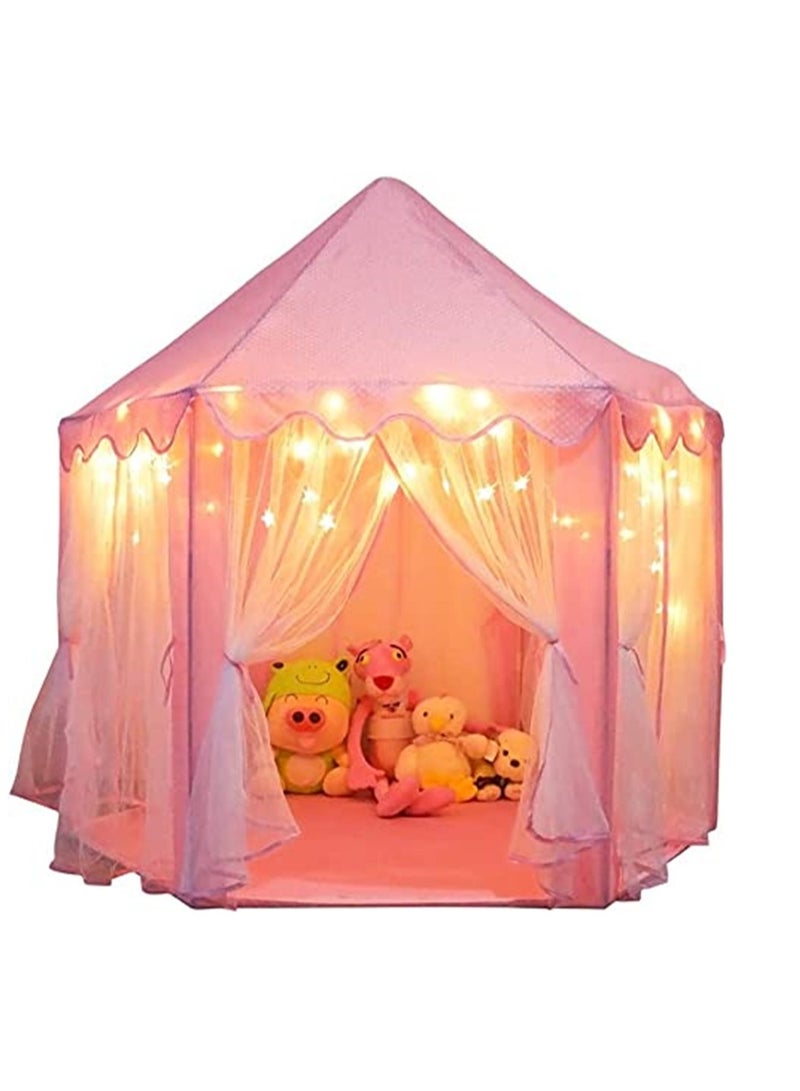 Large Indoor and Outdoor Kids Play House Hexagon Princess Castle Kids Play Tent Child Play Tent (Pink)  - Image 1