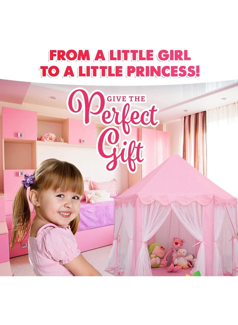 Large Indoor and Outdoor Kids Play House Hexagon Princess Castle Kids Play Tent Child Play Tent (Pink)  - Image 4