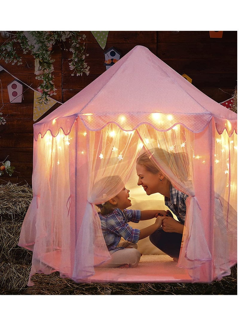 Large Indoor and Outdoor Kids Play House Hexagon Princess Castle Kids Play Tent Child Play Tent (Pink)  - Image 5