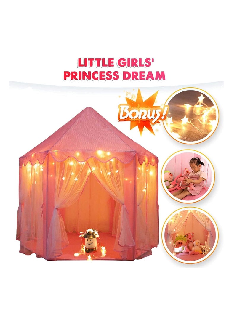 Large Indoor and Outdoor Kids Play House Hexagon Princess Castle Kids Play Tent Child Play Tent (Pink)  - Image 2