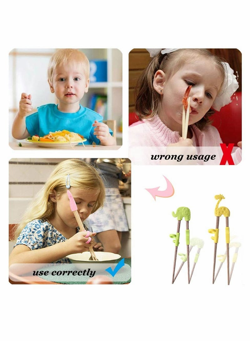 Kids Training Chopsticks, Cute Animals Chopsticks Learning Chopstick Helper for Children Beginners Adults, Easy to Use, Reusable and Dishwasher Safe, 4 Pcs Kids Chopsticks with 4 Case - Image 2