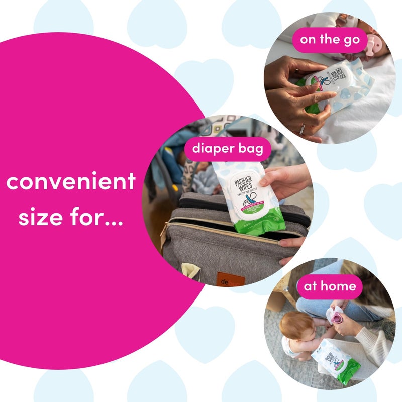 Dapple Pacifier Wipes, for Baby and Toddlers, Diaper Bag Essentials, Fragrance Free 40 Ct, Pack of 3 - Image 3