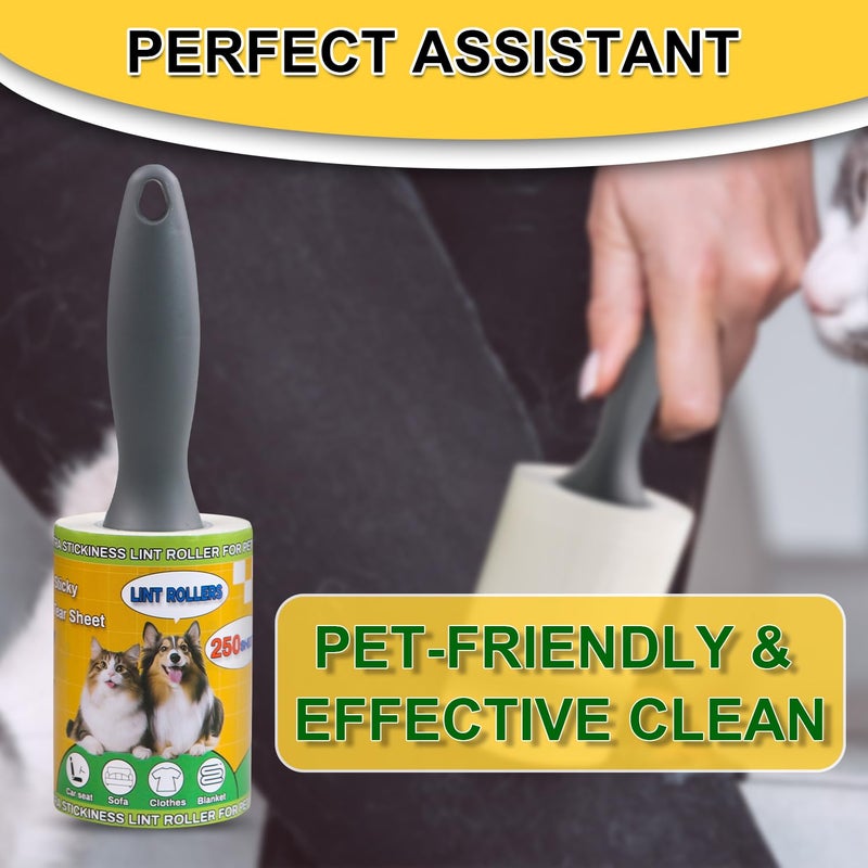 PackYard Extra Sticky Lint Rollers for Pet Hair, 250 Sheets, Lint Remover for Dog Cat Hair Removal, Animal Fur, Fuzz, Couch, Clothes Furniture and Carpet Travel-Friendly Grip Handle (1, White) - Image 5