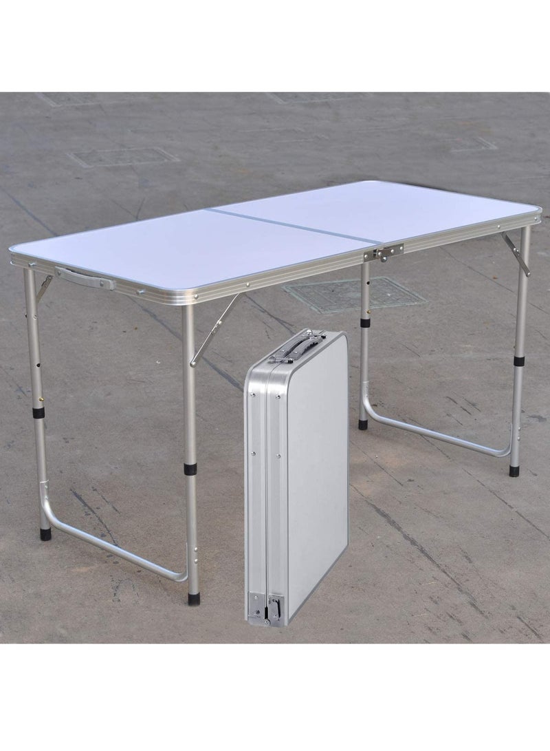 DubaiGallery Aluminum Folding Table, Adjustable Height Lightweight Portable Camping Picnic Table, Heavy Duty Folding Trestle Table for Catering Picnic Beach Outdoor Indoor - Image 1