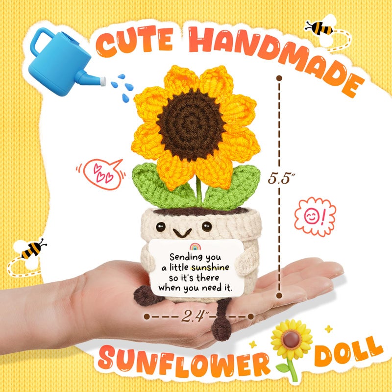 Glydein Get Well Gifts for Women After Surgery, Handmade Positive Sunflower Crochet Decor, Surgery Recovery Breast Cancer Care Gifts, Thinking of You Feel Better Gift for Women - Image 3