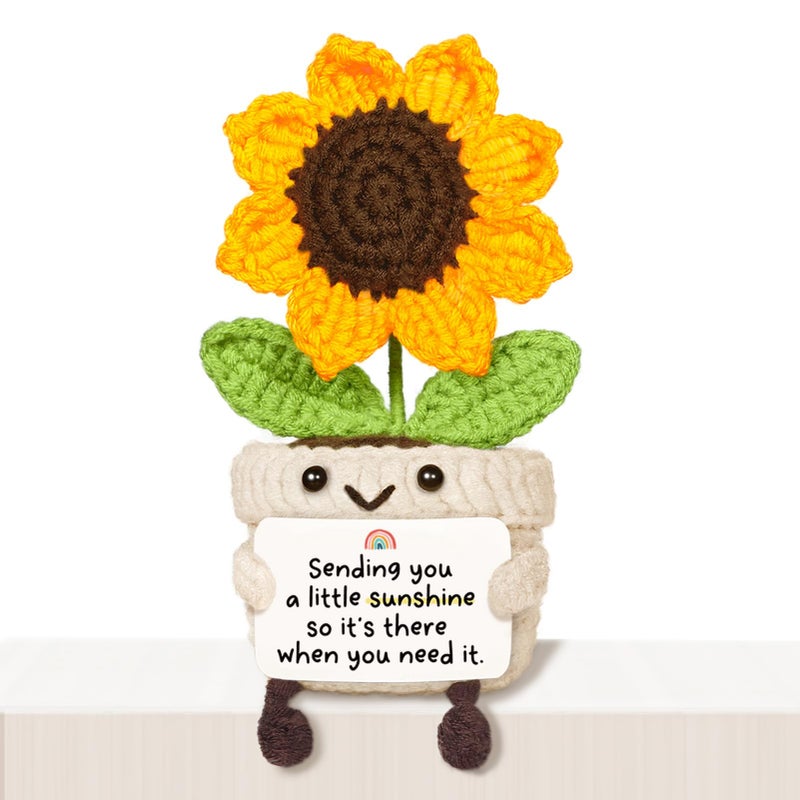 Glydein Get Well Gifts for Women After Surgery, Handmade Positive Sunflower Crochet Decor, Surgery Recovery Breast Cancer Care Gifts, Thinking of You Feel Better Gift for Women - Image 1