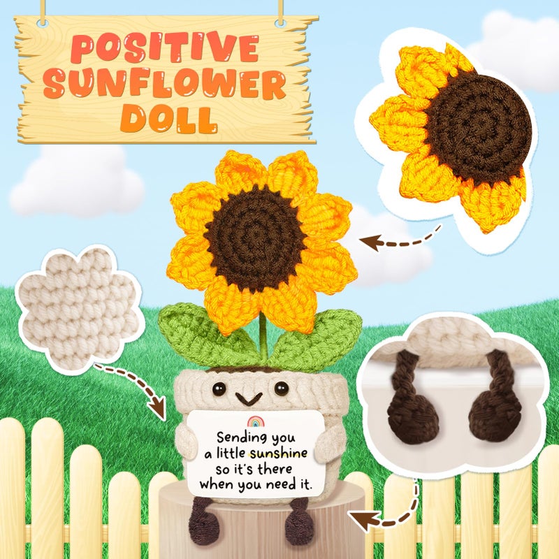 Glydein Get Well Gifts for Women After Surgery, Handmade Positive Sunflower Crochet Decor, Surgery Recovery Breast Cancer Care Gifts, Thinking of You Feel Better Gift for Women - Image 4