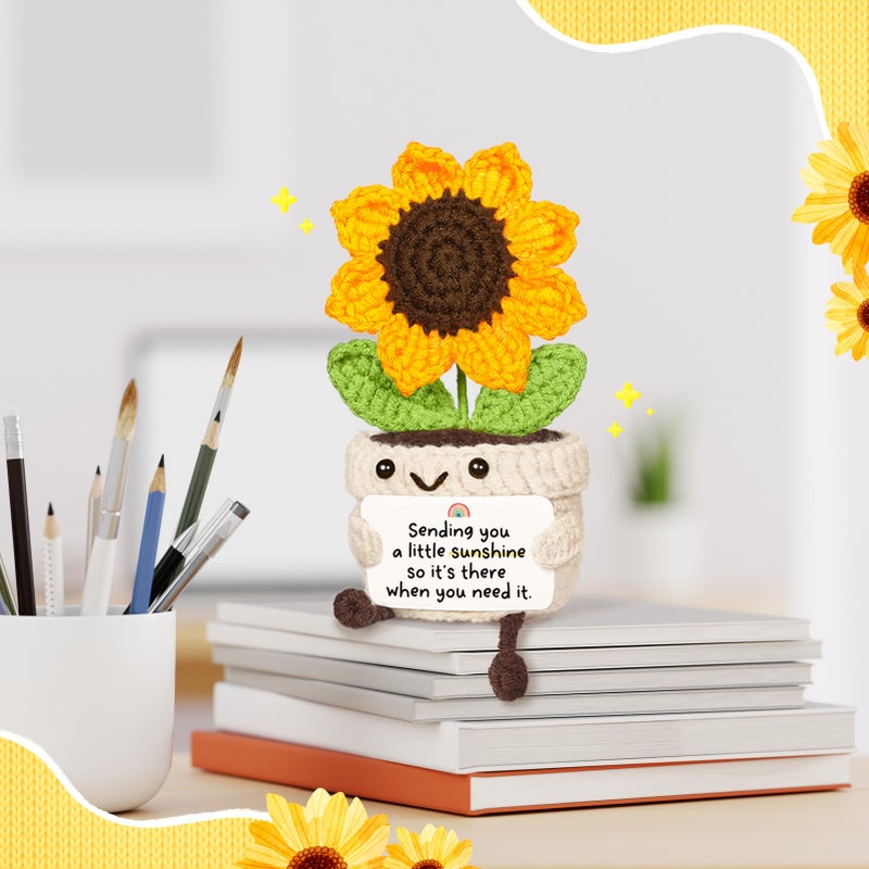 Glydein Get Well Gifts for Women After Surgery, Handmade Positive Sunflower Crochet Decor, Surgery Recovery Breast Cancer Care Gifts, Thinking of You Feel Better Gift for Women - Image 5