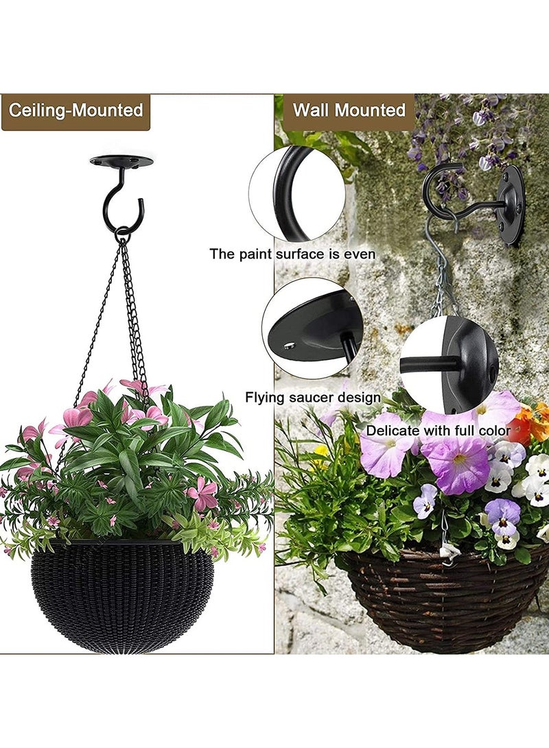 SYOSI Ceiling Hooks, Premium Heavy Duty Metal Hangers, Wall Mount Hangers for Hanging Bird Feeders, Planters, Lanterns, Artworks, String Lights, Wind Chimes, Baskets, 4PCS Black - Image 4