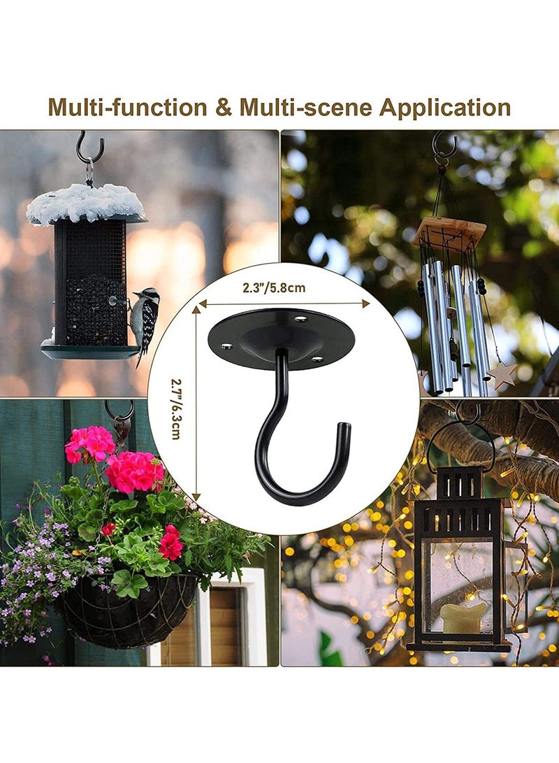 SYOSI Ceiling Hooks, Premium Heavy Duty Metal Hangers, Wall Mount Hangers for Hanging Bird Feeders, Planters, Lanterns, Artworks, String Lights, Wind Chimes, Baskets, 4PCS Black - Image 3