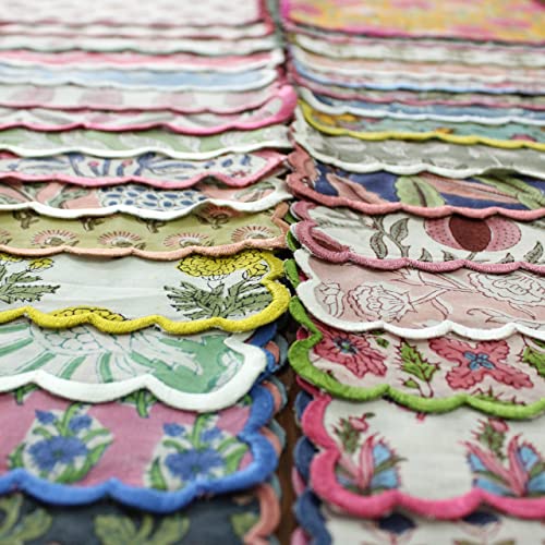 Ridhi Mix Random Hand Block Print Napkins 9" x 9" Set of 6 Reusable Cotton Dinner Napkins for Weddings, Parties & Everyday Dining, Thanksgiving, Christmas, Fall - Image 4