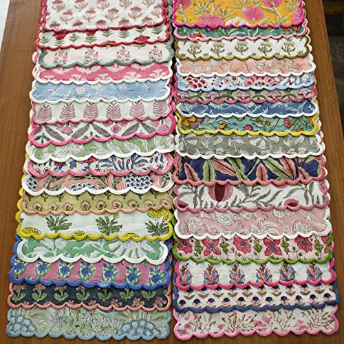 Ridhi Mix Random Hand Block Print Napkins 9" x 9" Set of 6 Reusable Cotton Dinner Napkins for Weddings, Parties & Everyday Dining, Thanksgiving, Christmas, Fall - Image 2