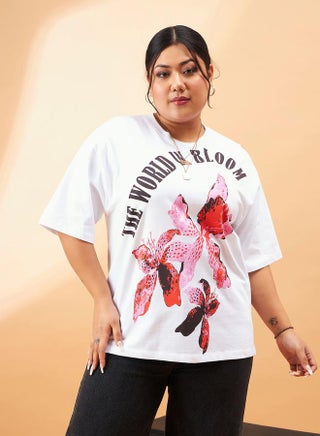 Plus The World Is Bloom Graphic Print T-Shirt by Styli - pzsku/Z4CD5E64FC35427D2EB08Z/45/_/1730198174/6f04dcb6-d171-4119-862a-6bebb597e59a